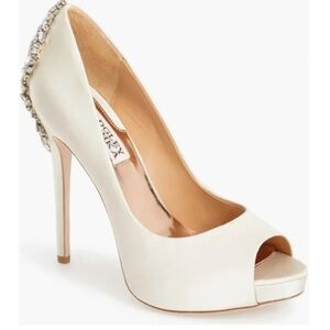 Ivory wedding Embellished Peep-Toe Heels